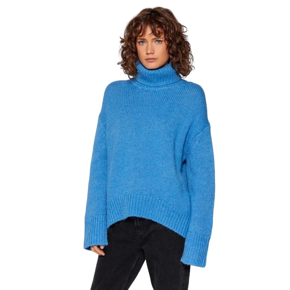 Samsoe Samsoe Molli Wool & Alpaca Blend Turtleneck Sweater in Lichen Blue NWOT